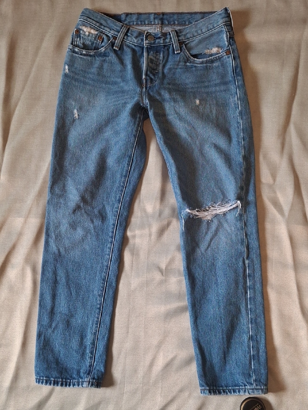 Levi’s 501 CT Customized Tapered Distressed Boyfriend Jeans Mid Rise Size 25